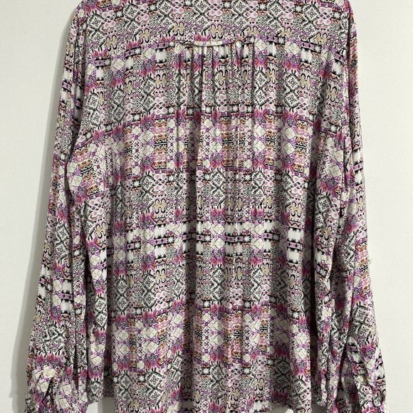 Anthropologie Maeve Islet Button Down Shirt Women's L Roll Tab Sleeve - Picture 9 of 12